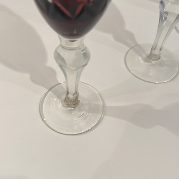 Ajka Marsala Nachtmann Bohemian Cut Crystal Ruby Red Fluted Champagne Set of 3 - Picture 8 of 12